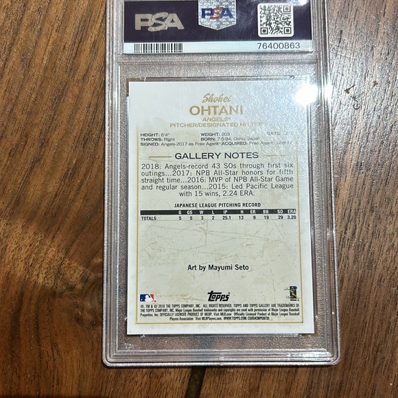 2018 Topps Gallery Shohei Ohtani Wood Variation PSA 9 - Picture 2 of 2